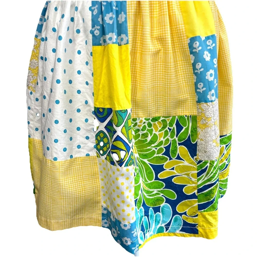 Patchwork Pinafore Apron Wrap Tie Homemade Mini Cottagecore OS Boho Grandma